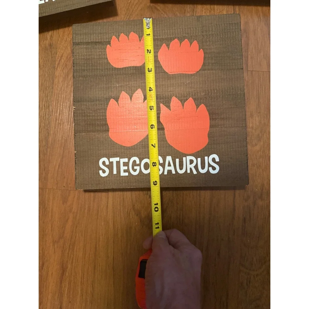 3pc Dinosaur Footprint Wooden Wall Art Set T-Rex Triceratops Stegosaurus Decor‎